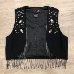 LaRok gem and chain fringe vest